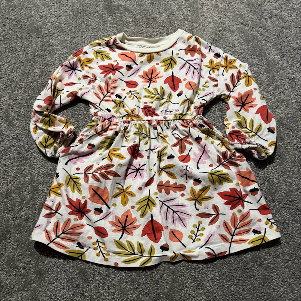 Hanna Anderson‎ autumn fall leaves long sleeve girls dress size 4 / 4T